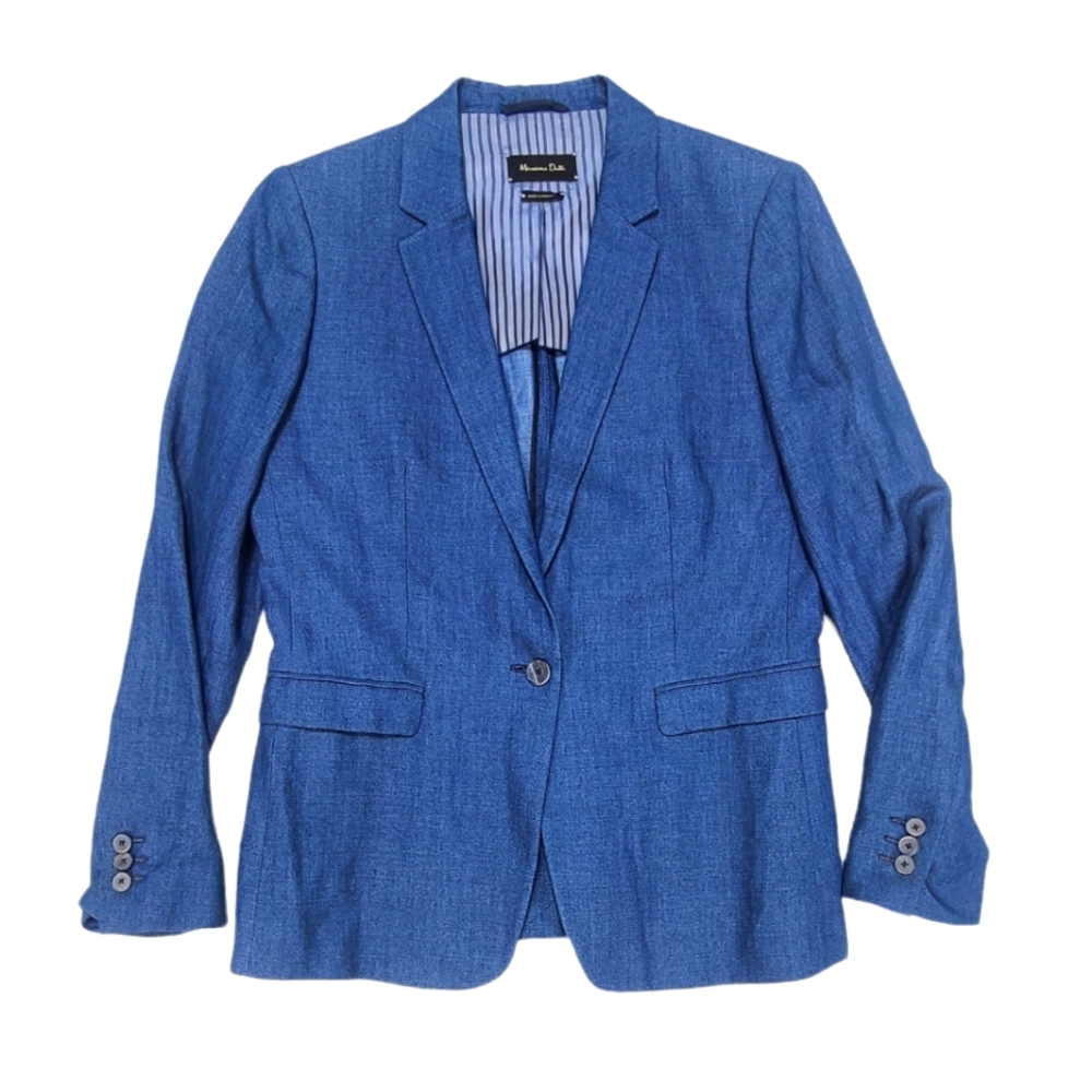 Massimo Dutti Linen / Cotton Blue Summer Blazer